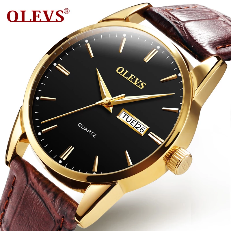 OLEVS 6898 Fashion Watch For Men & Women Golden Black  with Stainless steel
