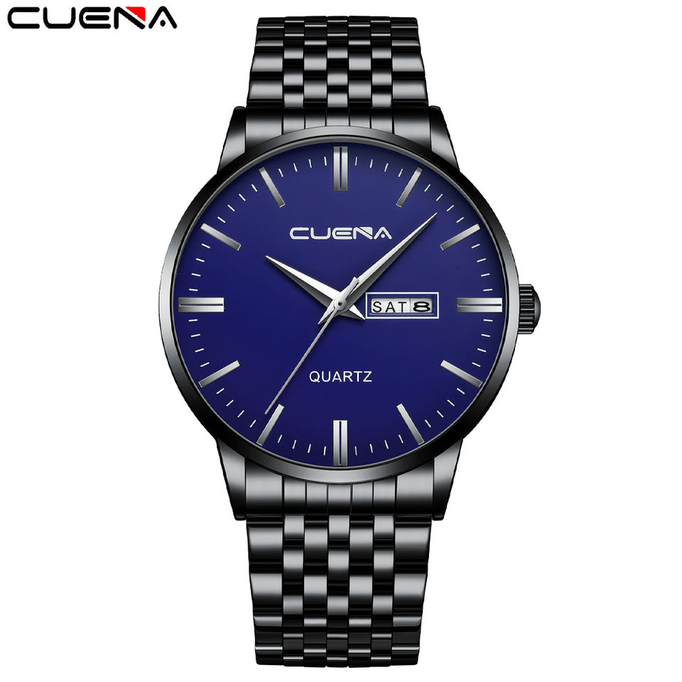 CUENA original factory Luxury full Stainless Steel Strap  Analog Casual hand watch for men montres-homm