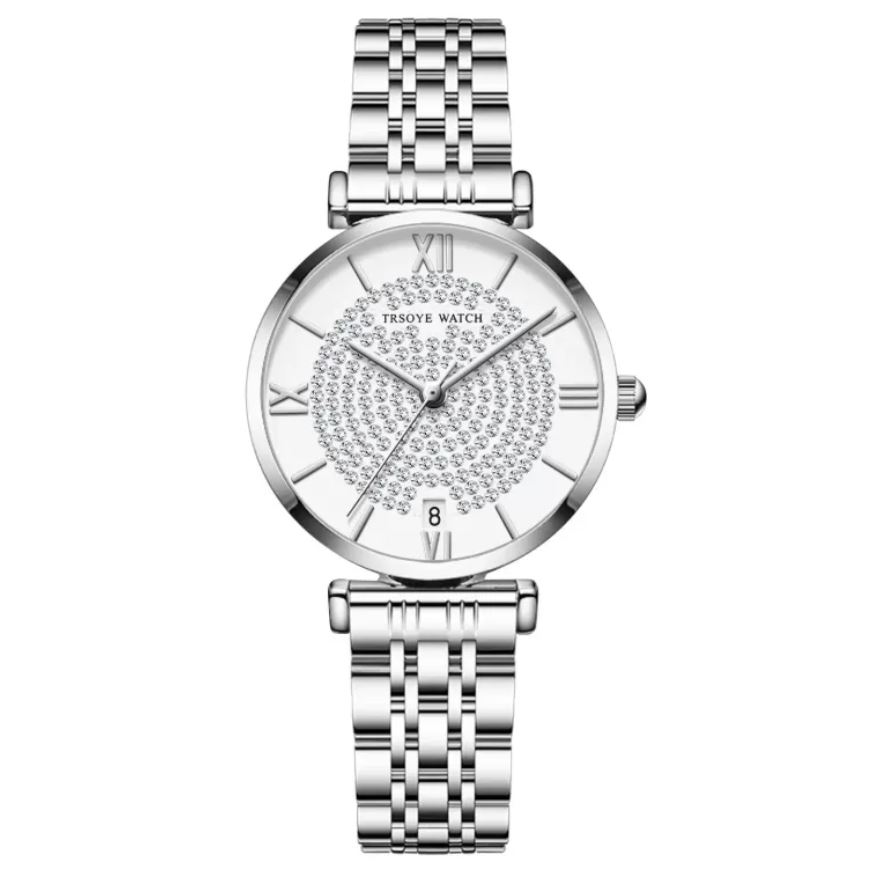 Trsoye 8821 Fashion Luxury Quartz Women’s Watch – Silver
