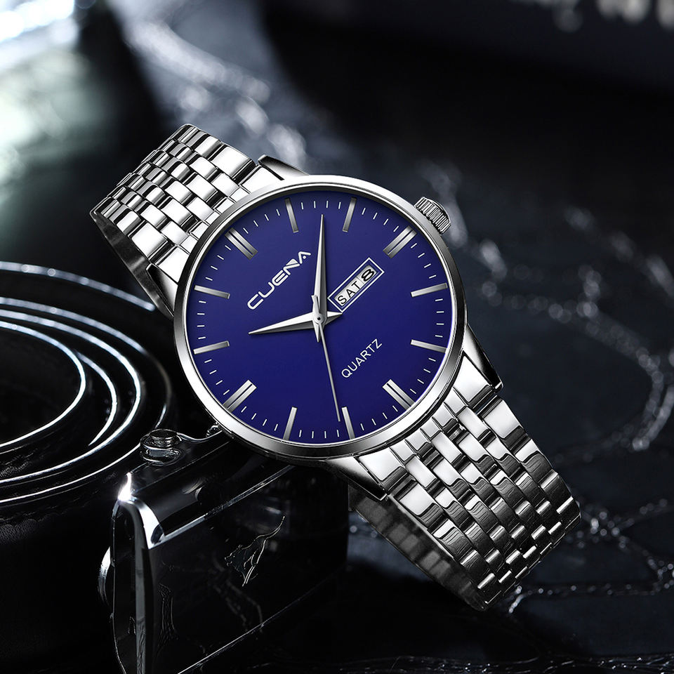 CUENA factory stainless steel  luxury quartz watch men gift wristwatch
