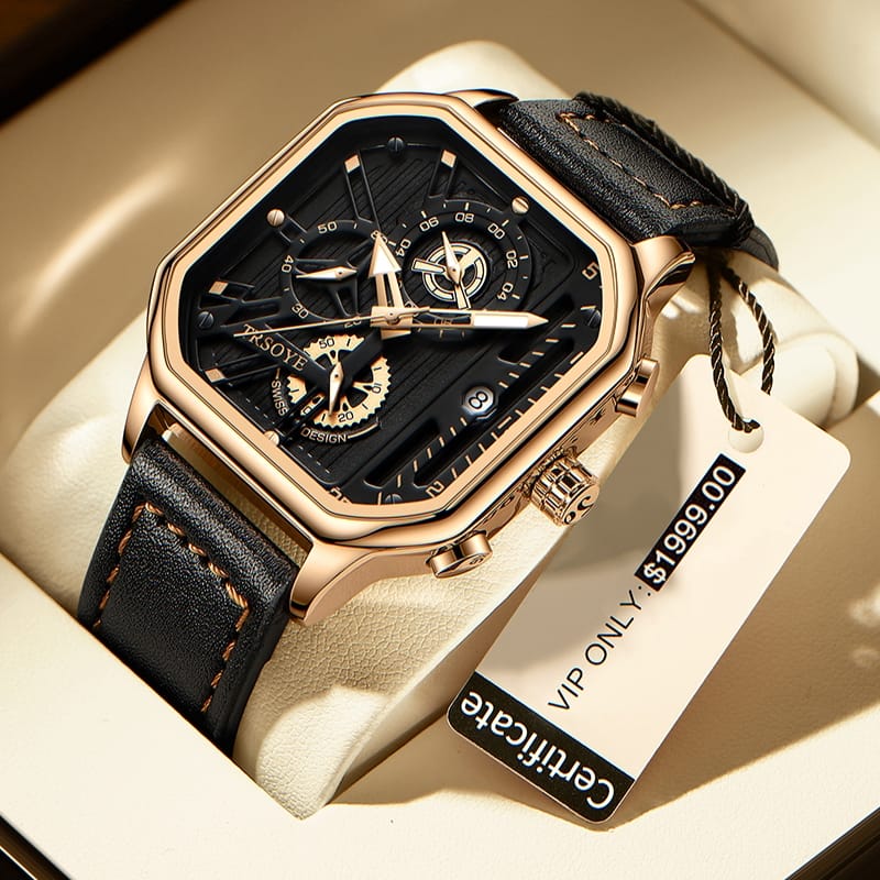 TRSOYE 6604 New Luxury Men's square quartz waterproof Watch
