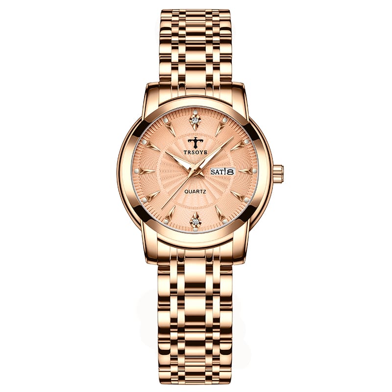Trsoye 8801 Luxury Design Elegant Watch For Women -Full White Chain