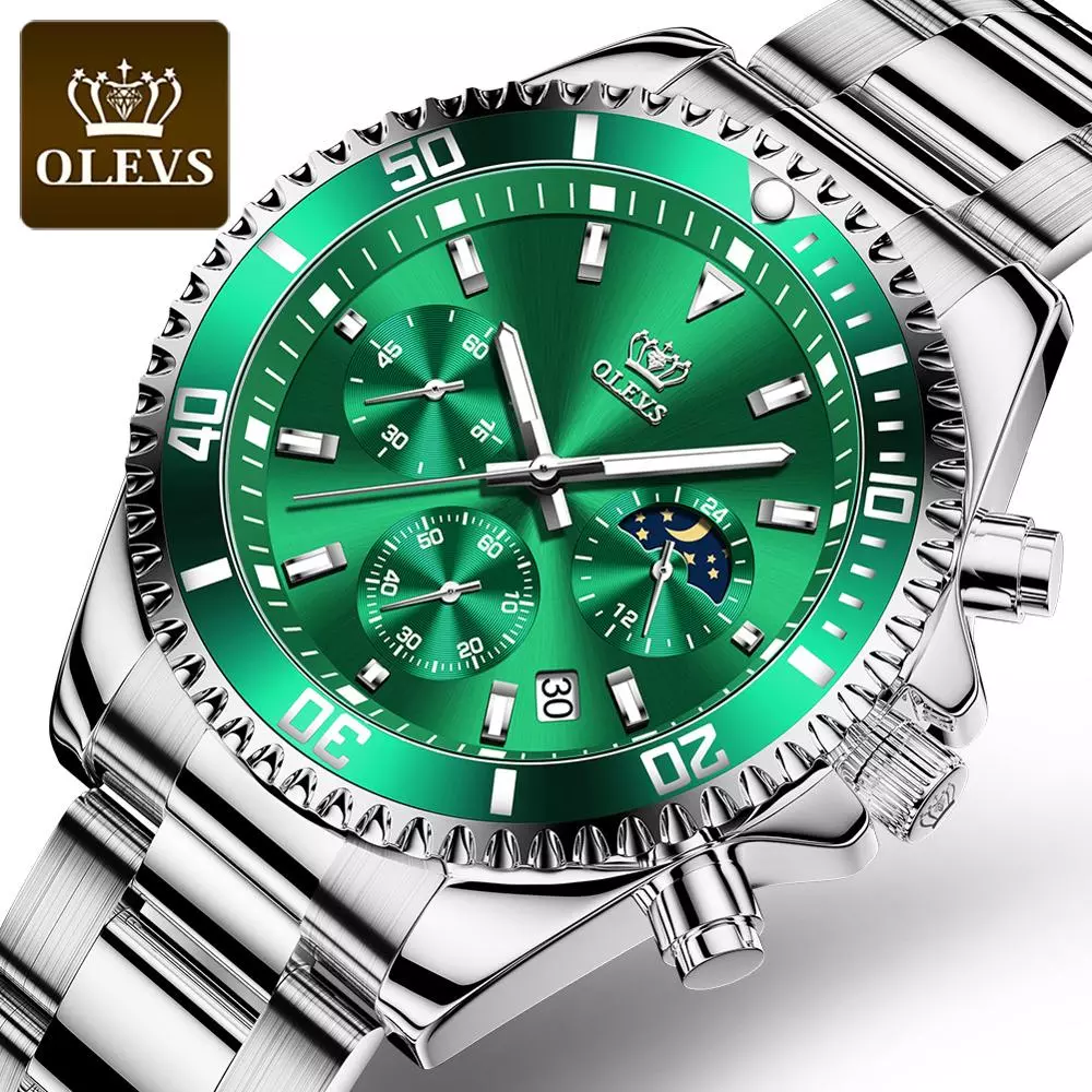 OLEVS 2870 Fashion Watch For Men Steel Green with Stainless steel